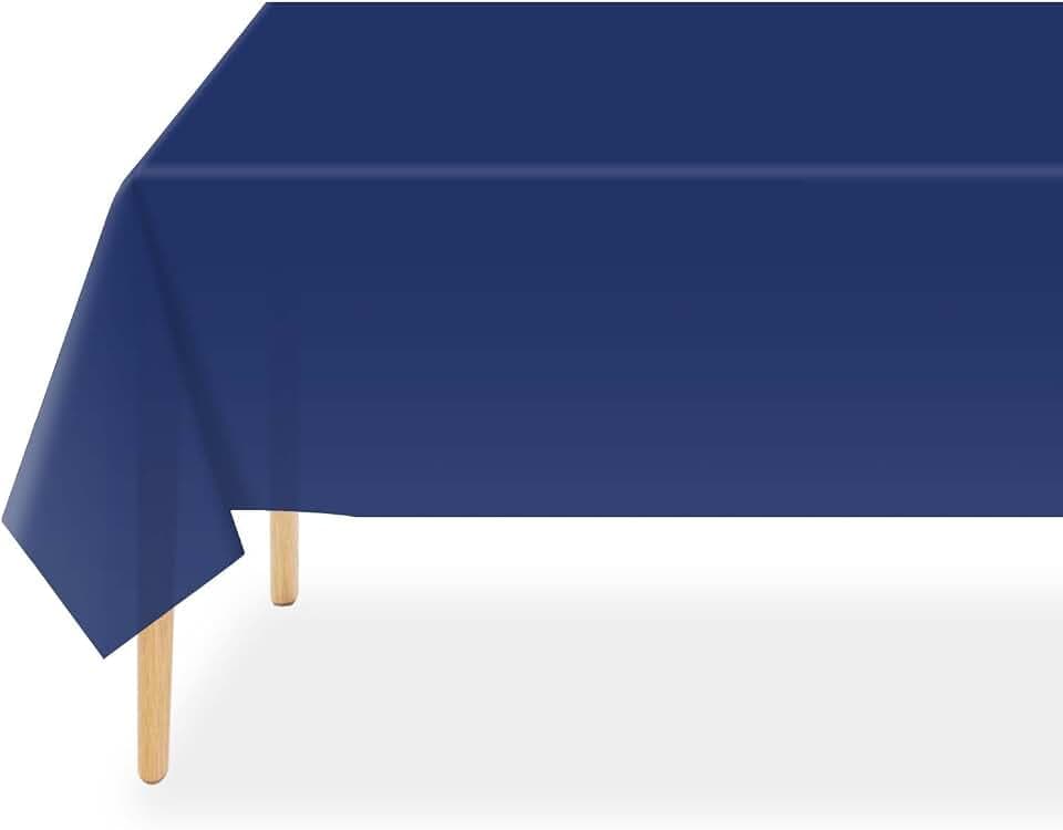 QIKSION 6 Pcs Navy Blue Plastic Tablecloth Dark Blue Table Cloth Disposable