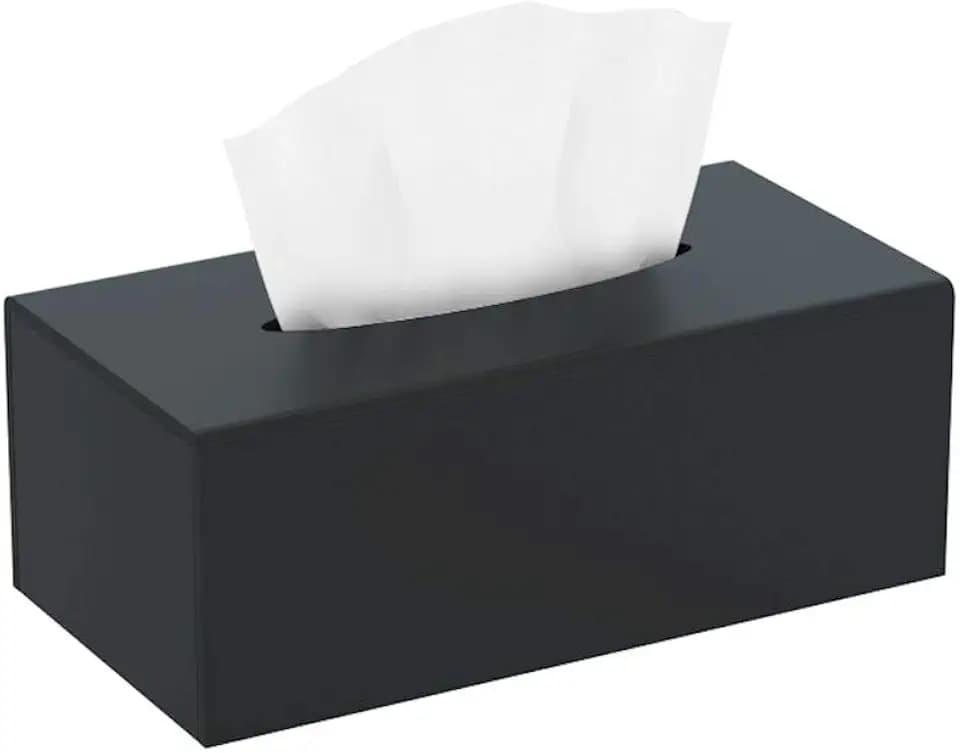 HIIMIEI Kosmetiktücherbox, 25.0×13.0×9.0 cm Acryl Taschentuchbox | Tissue Box mit Magnetabdeckung für Esszimmer Badezimmer Schlafzimmer Auto Büro - Mattschwarz