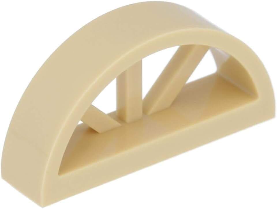 LEGO 5 x Fenster 1 x 4 x 1 2/3 mit Abgerundeter Oberseite mit Speichen Beige