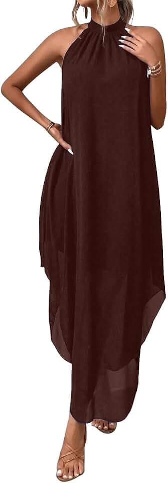 SKAYS Women's Wedding Guest Flowy Chiffon Elegant Maxi Dress