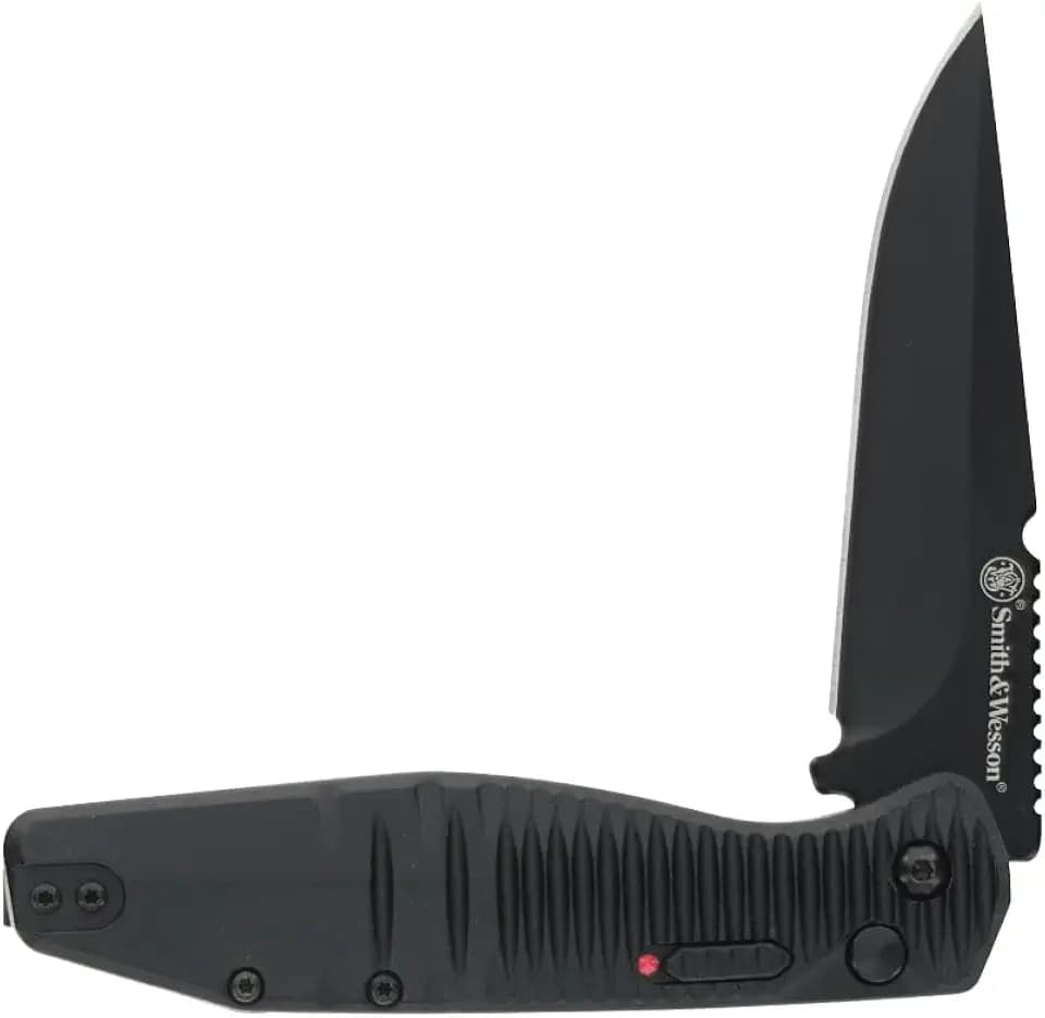 Smith & Wesson Special Ops Push Button Folder with Button Lock, Pocket Clip, Aluminum Handle, 1.9"-3.5", Steel Blade, For Tactical, Survival, and Everyday Carry