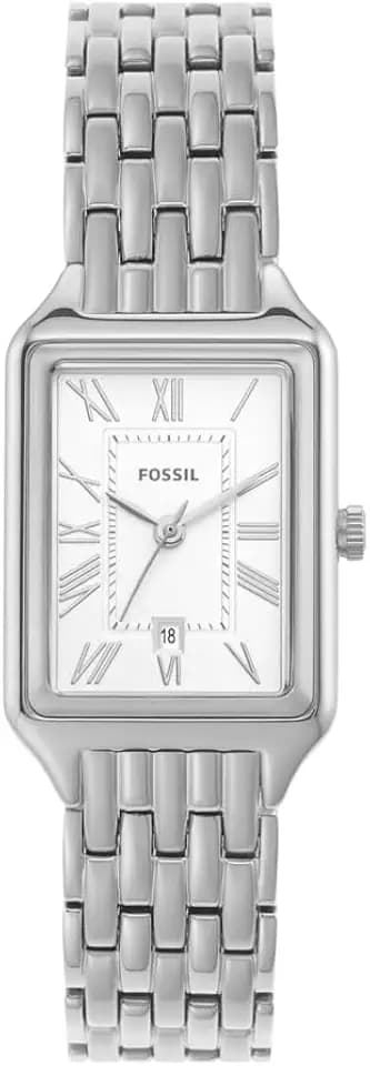 Fossil Raquel Damenuhr, Quarz-Dreizeigerwerk mit Edelstahlarmband