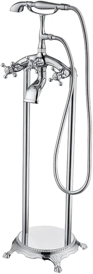 SUMERAIN Freestanding Bathtub Faucet with Hand Shower, Chrome Finish
