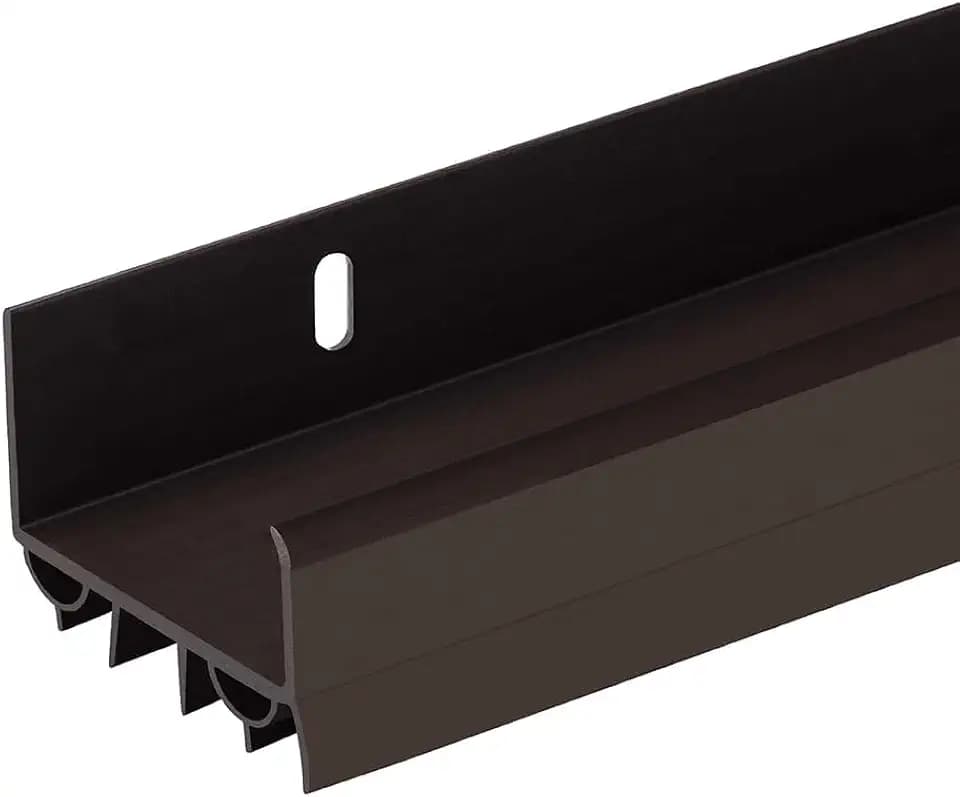36 Inch Slide-On PVC Door Sweep for Bottom of Door, Door Bottom Seal with Drip Cap, Fits 1-3/4" Doors and 3/8"-7/8" Gaps, Exterior Door Draft Stopper, Brown, Made in USA