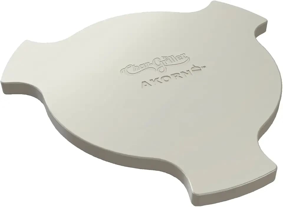 Char-Griller® AKORN Jr Charcoal Grill and Smoker Ceramic Smokin' Stone Accessory for Low-and-Slow Indirect BBQ Smoking Methods in Ivory, 11.75" L x 11.75" W, .75" H, Model 6211