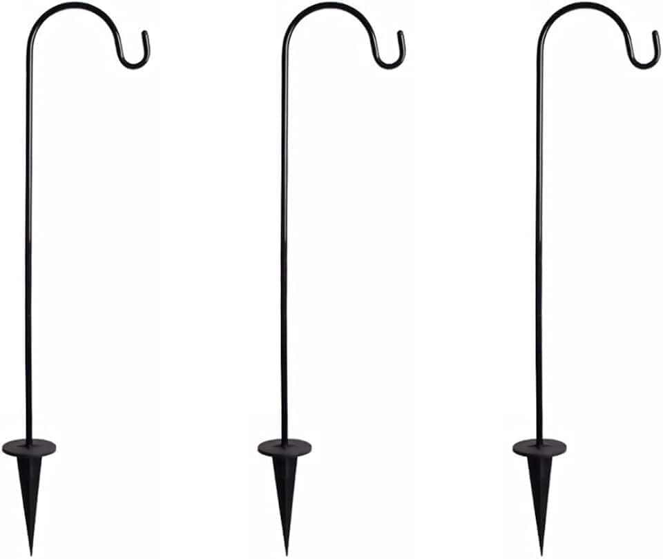 BESPORTBLE 2 Pcs Iron Floor Plug Bird Feeder Solar Lights for Outside Lawn Decorations Outdoor Hanging Flower Stand Outdoor Plant Rack Hanging Hooks Outdoor Shepherd-Hooks Adjustable Small 29 Inch