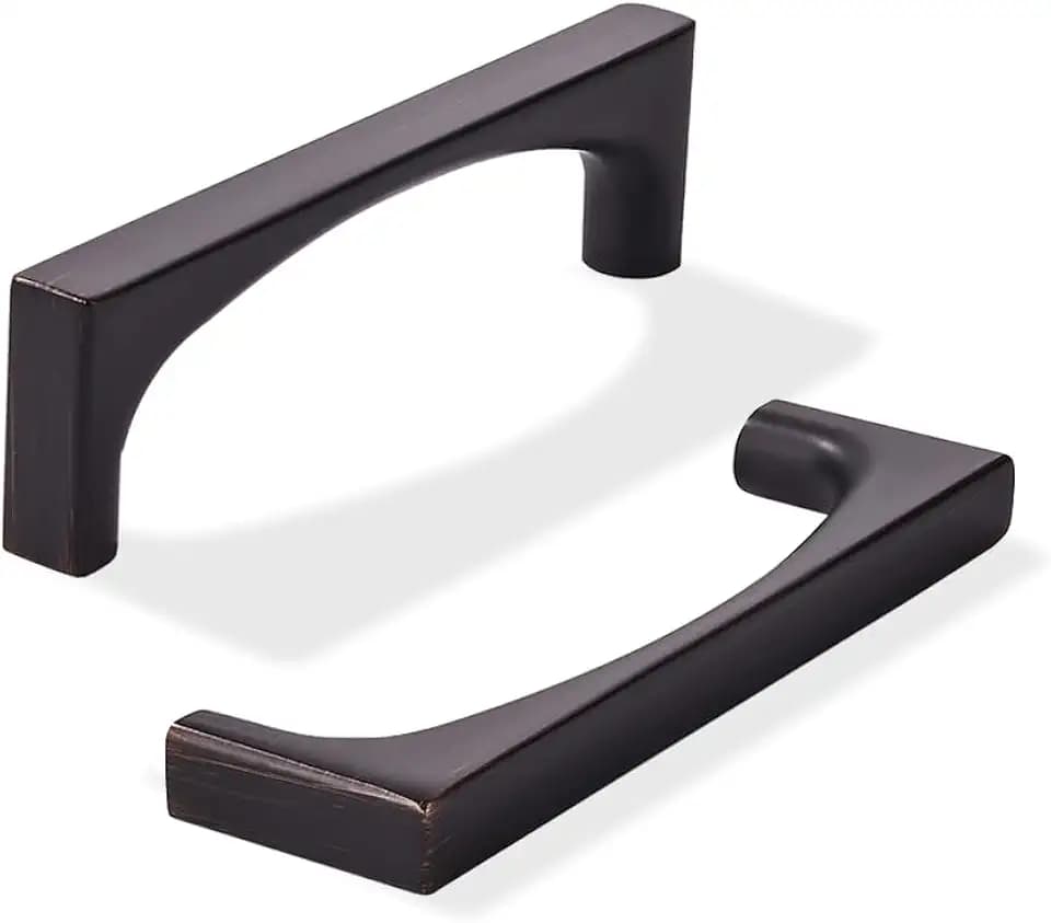 khtumeware 2 Pack Solid Handles 3-1/2 Inch(89mm) Oil Rubbed Bronze Cabinet Pulls,Heavy Duty Venetian Bronze Handles Cupboards, Drawers and Bathroom Hardware