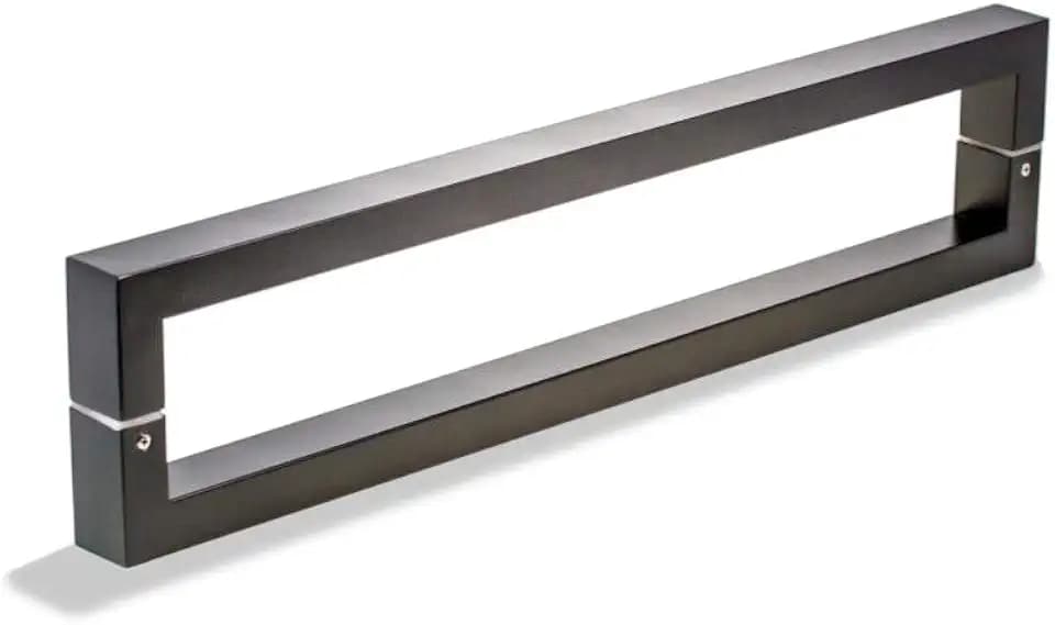 12 Inch Length Stainless Steel Matte Black Door Handles Back-to-Back, Modern Door Handle Pulls for Commercial Glass Entrance Doors Sliding Barn Doors Home Glass Shower Pulls, Square Rectangle Bar