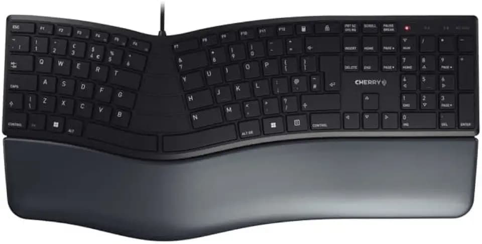 Cherry Ergo KC 4500 Keyboard - Cable Connectivity - USB Interface - 109 Key - English (US) - QWERTY Layout - Computer - Windows - Black