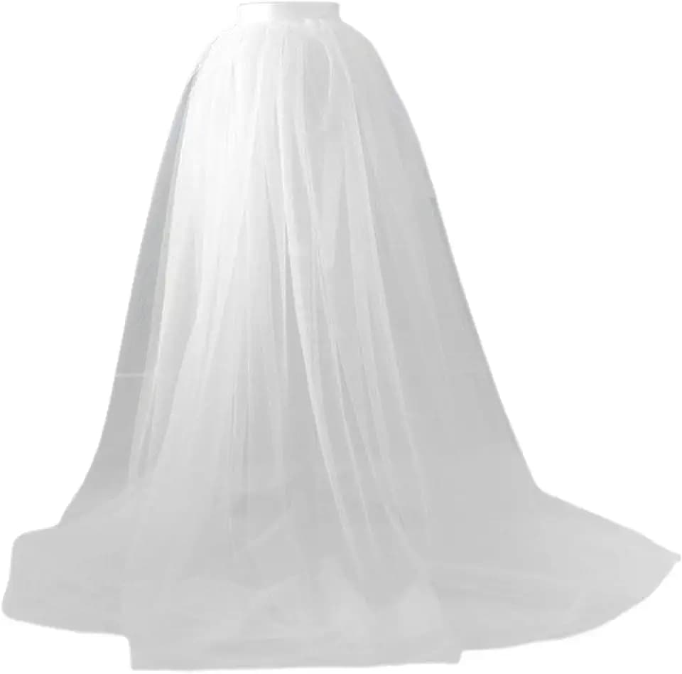 Harilla Frauen Hochzeit Langer Maxi Tüllrock - Puffiger Swing Rock, Hoch Tailliert Mit Gürtel, Weiß, Bodenlang, Für Hochzeitsfeier, Ball, Fotografie