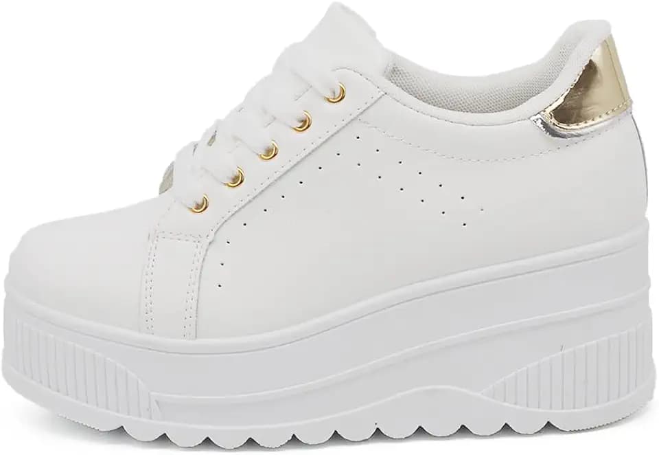 IF900-1 Damen-Turnschuhe, sportlich, lässig, Platform, hoher Keilabsatz, Weiß