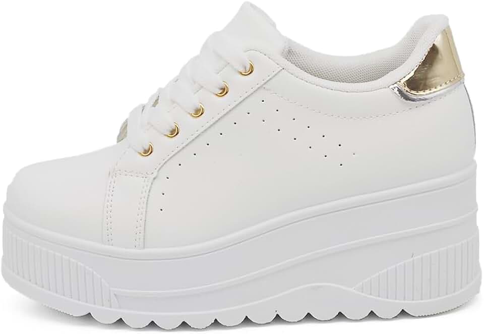 IF900-1 Damen-Turnschuhe, sportlich, lässig, Platform, hoher Keilabsatz, Weiß