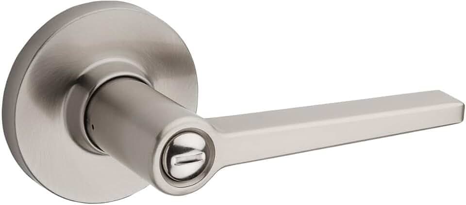 Safe Lock by Kwikset Daylon Lever Round Rose Privacy Lock Satin Nickel