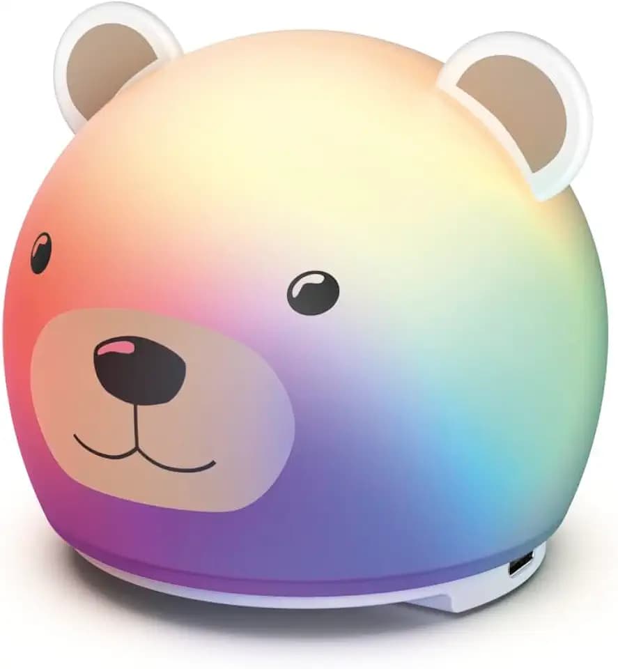 Hama LED Kindernachtlicht RGB, dimmbar & wiederaufladbar, Nachtlicht mit Timer (1h), Akku, weiches Silikon, Stilllicht, Babylicht & Kinderzimmer Lampe mit Farbwechsel