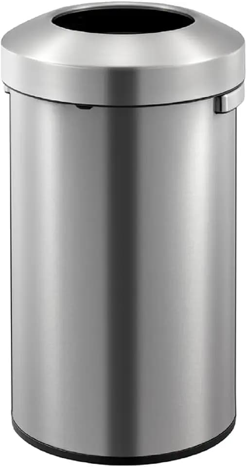 EKO Urban Abfalleimer, rund, Edelstahl, offener Deckel, großer kommerzieller Abfalleimer mit abnehmbarem Deckel und Tragegriff, gebürstetes Metall, Mülleimer für Zuhause, Büro, Restaurant, Toilette,