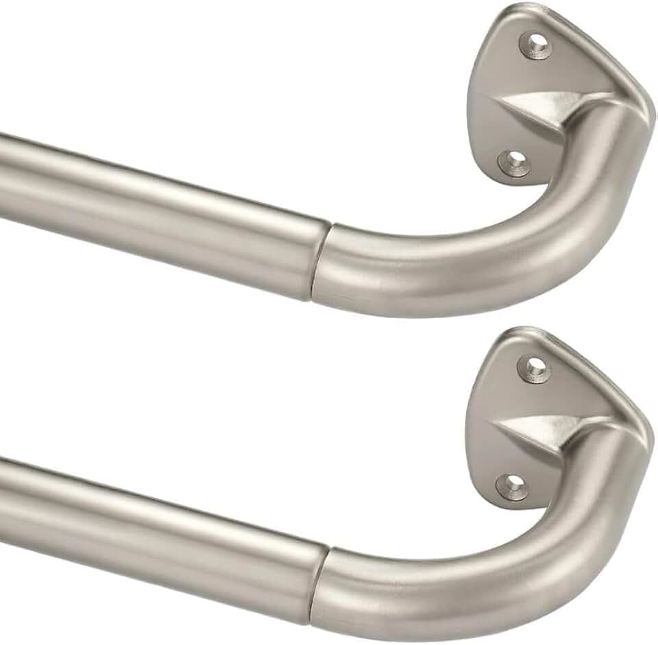 Brushed Nickel Window Curtain Rods 28-48" - Wrap Around, Room Darkening, 3/4" Diameter, Adjustable Blackout Rods (2 Pack)