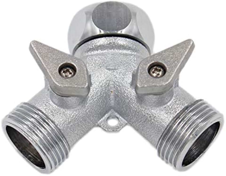 Y-Verteileranschlussstück 2-Wege-Verteiler mit Absperrhähnen Chrom/Messing Für 3/4 Zoll Außengewinde 3/4 Zoll Innengewinde