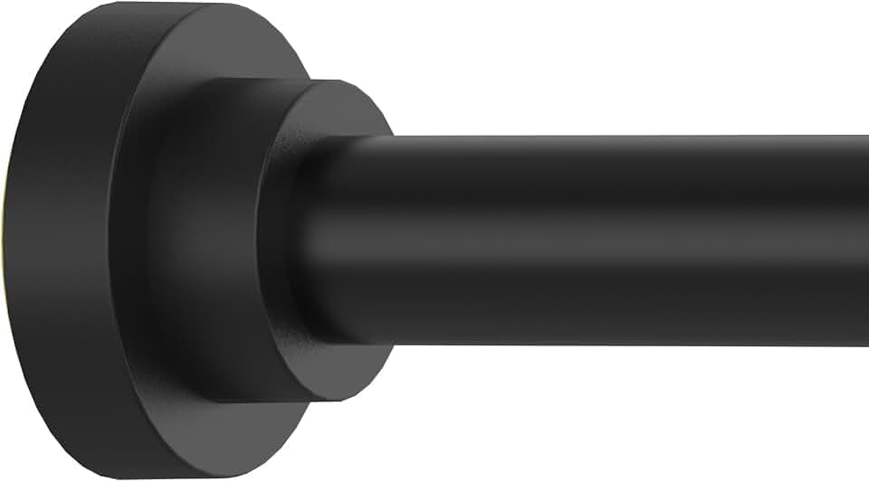 Thestoa Shower Curtain Rod Adjustable 43-78 inch, 1"Diameter Spring Tension Curtain Rod No Drill, Anti-Rust Non-Slip Shower Rod, Black Shower Curtain Rod for Bathroom Tension
