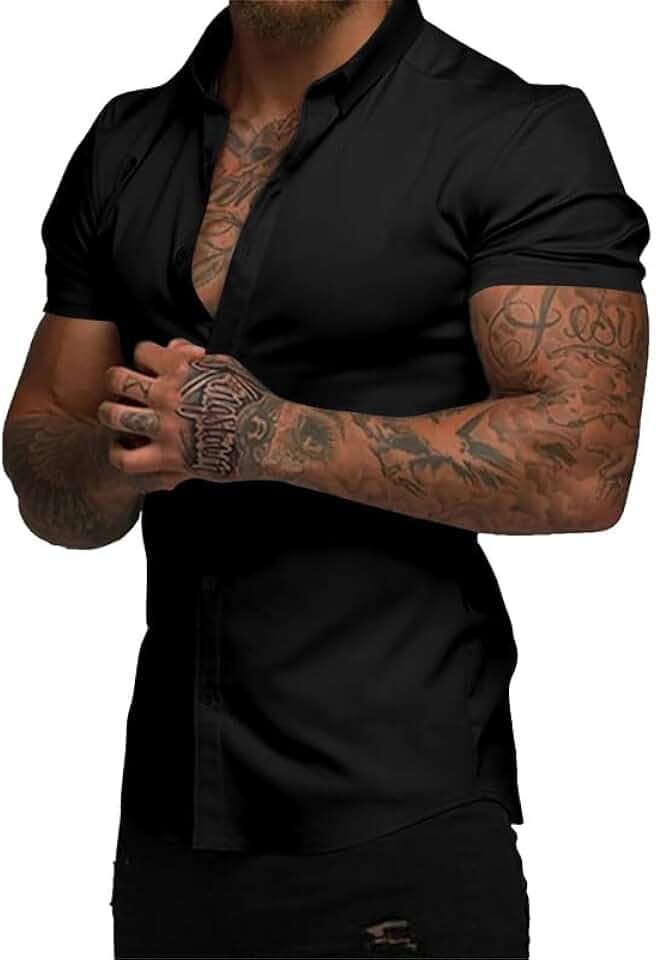Elegancity Herren Kurzarmhemd Businesshemd Freizeithemd