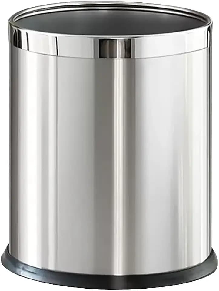 2.6Gallon/10L，Stainless Steel Bathroom Trash Can,Chrome Trash Can,Silver Garbage Can for Office，Wastebasket for Hotel，Office，Store，Metal Trash bin Without lid (Silver)