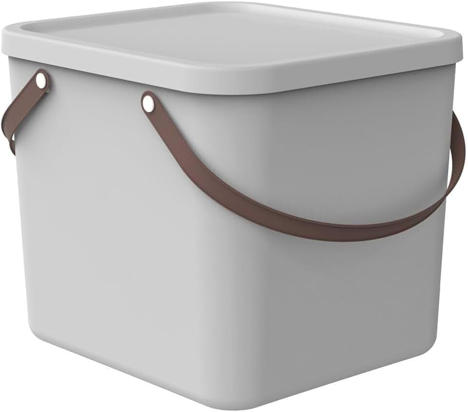 Rotho ALBULA Aufbewahrungsbox mit Deckel 40 L große Kunststoffbox Hellgrau