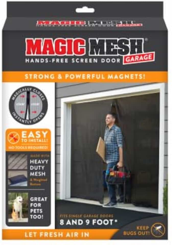 Magic Mesh Garage - Händefreie magnetische Tür, passend für einzelne Garagentoren, 2,4 und 2,7 m