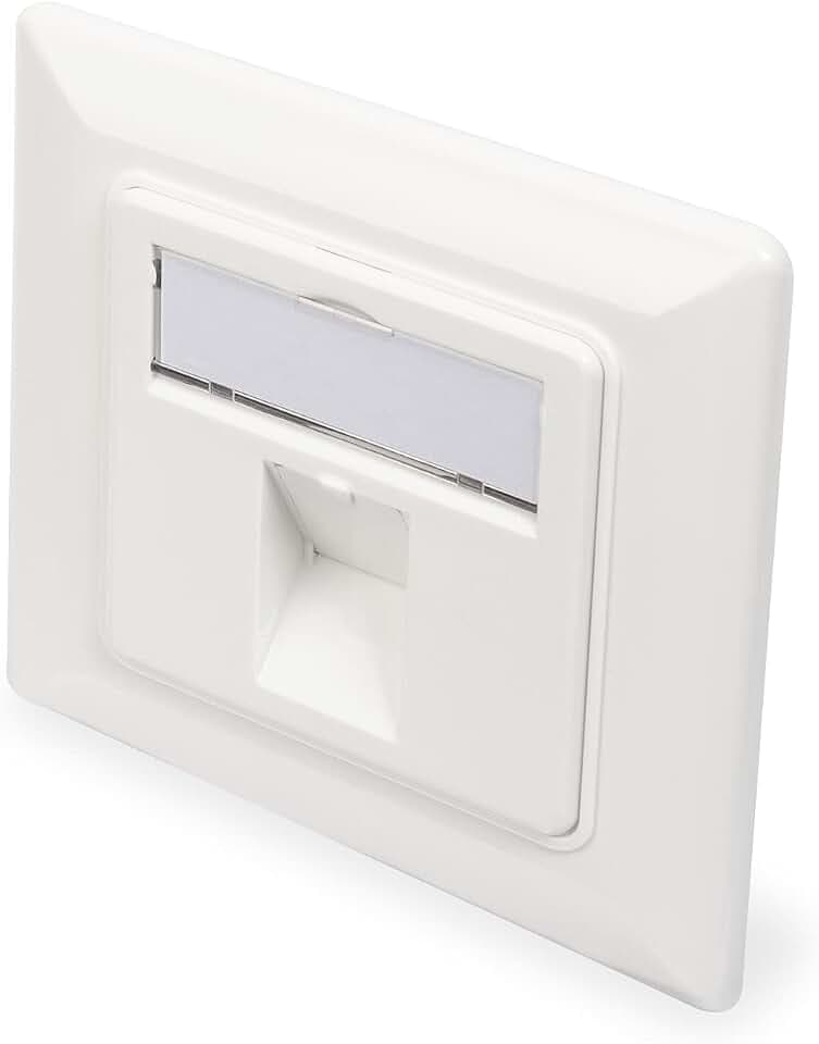 DIGITUS Anschlussdose Für Keystone-Modul - 1 Port - Auslass 45° Gewinkelt - Mit Staubschutz-Kappe - Weiß