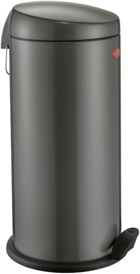 WESCO klassischer Tretabfallsammler CAPBOY MAXI in der Farbe graphit, pulverbeschichtetes Stahlblech, Metalleinsatz aus 22 Liter Volumen, Kunststoff-Fußtritt