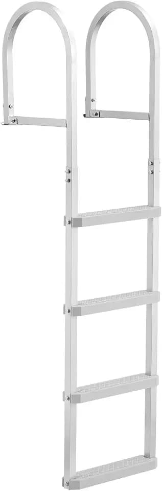VEVOR Removable Dock Ladder, 4 Steps, Aluminum Alloy Pontoon Boat Swim Ladder, with Non-Slip Wide PP Steps, 500 lbs Weight Capacity, Quick Release Design, for Lake Swimming, Pool, Marine Boarding