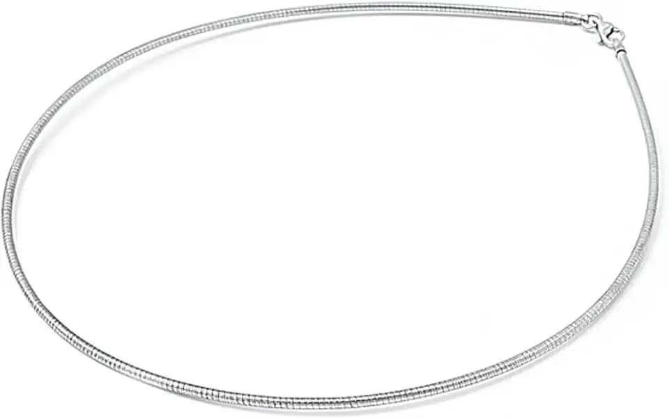 Sterling Silver Round Omega Snake Chain 1.3mm Solid 925 Italy Wire Necklace