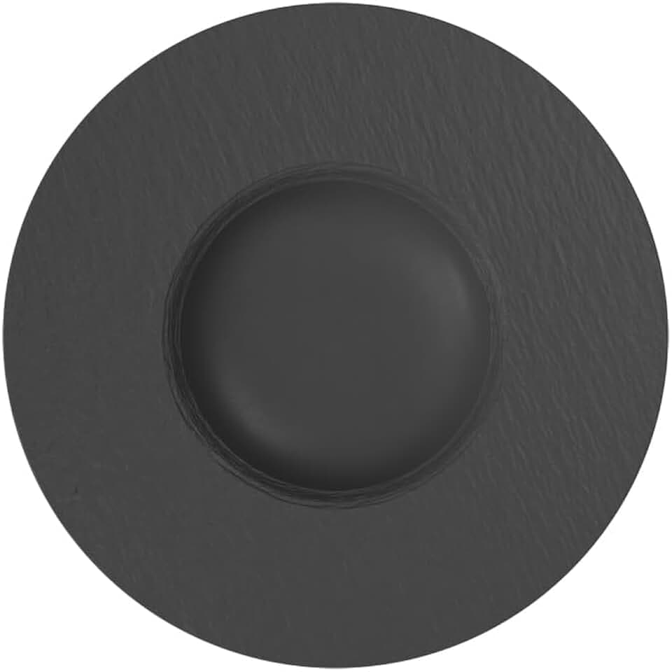 Villeroy & Boch - Manufacture Rock Pastateller 28 cm, Schiefer Optik, Teller Schwarz, Tief, für Pasta, Nudelteller, Suppenteller, Speiseteller, Essteller, Geschirr, Keramik, Premium Porzellan