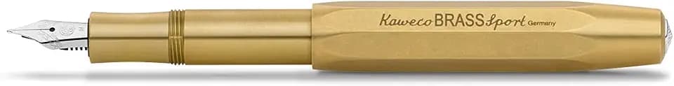 Kaweco BRASS SPORT Füllhalter I Premium Messing Füllfederhalter für Tintenpatronen mit hochwertiger Stahlfeder I Luxus Sport Füller 13 cm I Federbreite: F (Fein)