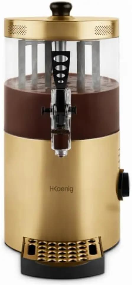 H.Koenig Spender für heiße Schokolade SHK804, Edelstahl, 1200 W, abnehmbarer Behälter mit 3 l, Thermotast, verstellbar, Warmhaltefunktion, Tropfschutz, spülmaschinengeeignet