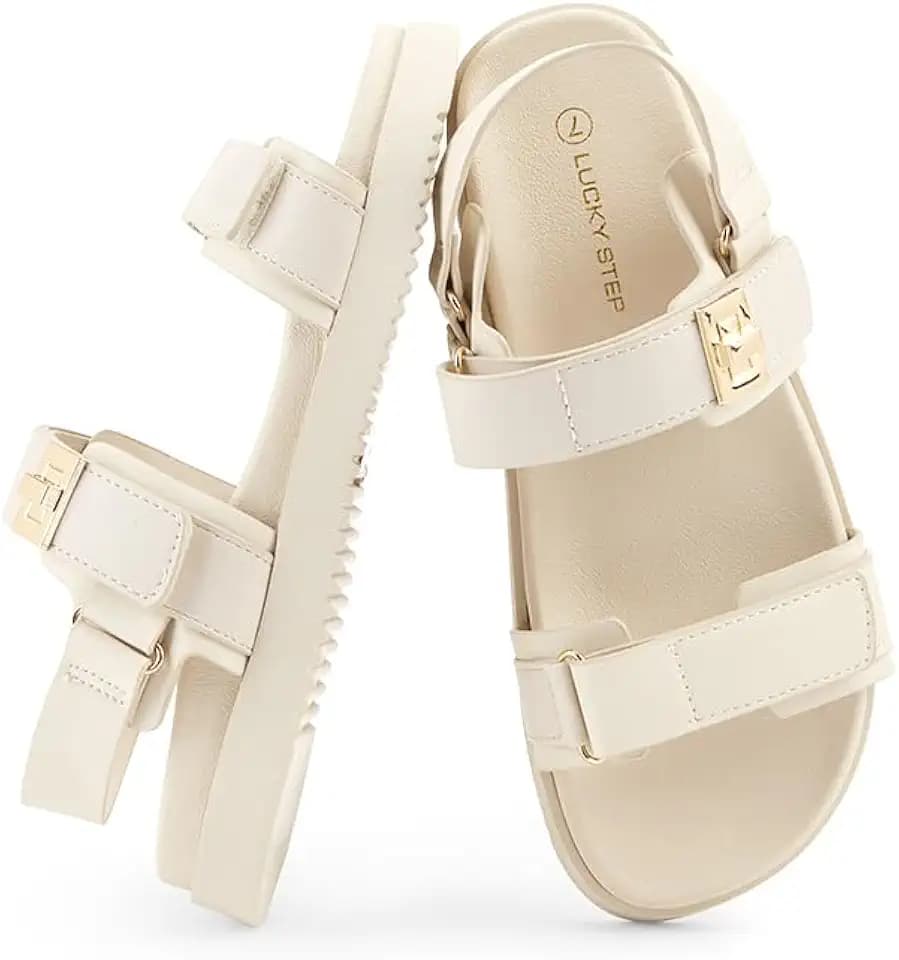 LUCKY STEP Women's Flat Sandals Casual Open Toe Beach