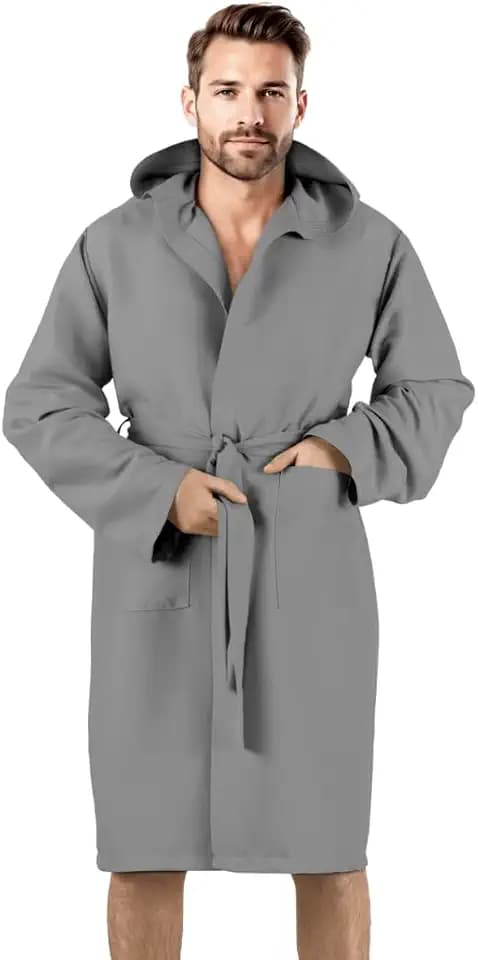 Bademantel aus Premium-Mikrofaser mit Kapuze, Unisex, praktisch für Reisen und Fitnessstudio, mit praktischer PVC-Tasche, für Herren und Damen