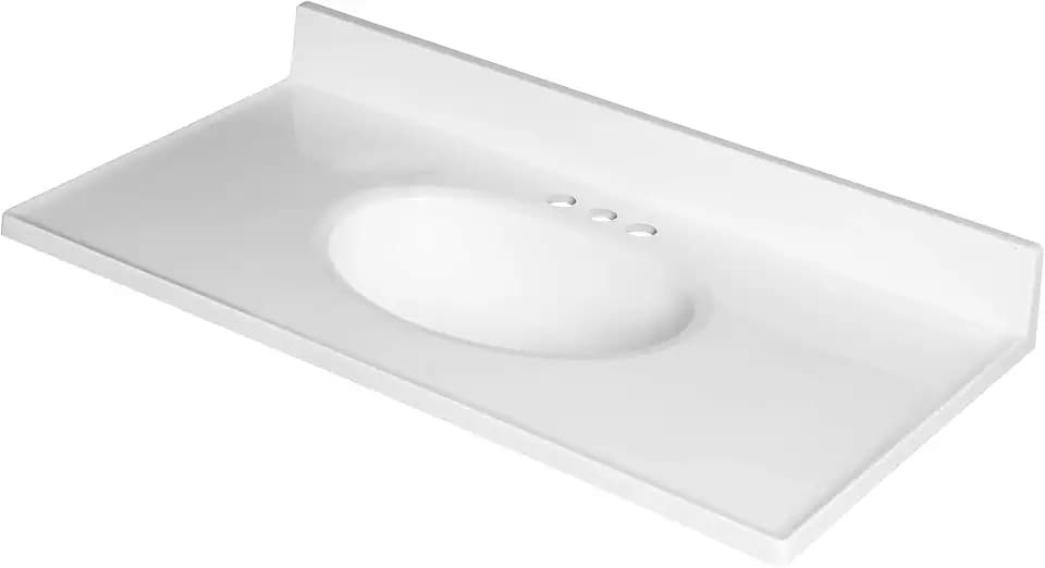 Fine Fixtures Cultured Marble Composite Bathroom Sink Top - Fits Standard 36” Vanity | Elegant and Durable Bathroom Sinks for Modern Homes - Upgrade Your Space - Perfect for Any Bathroom Design