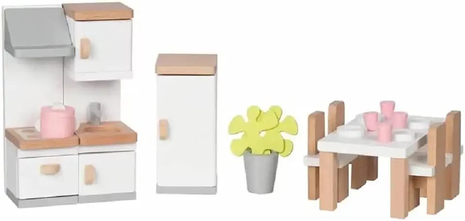 goki 51493 - Puppenmöbel Style, Küche - Küchenausstattung für das Puppenhaus, Puppenhauszubehör (20 teilig)