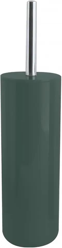 MSV Toilettenbürste Toilettenbürstenhalter Toilettenbürstenbehälter INAGUA – Toiletten-Set aus Polystyrol Handbesen mit Stiel aus Edelstahl Dunkelgrün