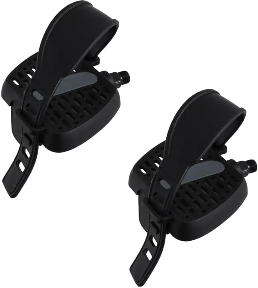 cyclingcolors Fahrradpedale Pedal für stationäres Heimtrainer-Fahrrad, 9/16" x 14 mm, schwarzer Verstellbarer Riemen