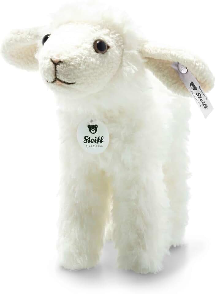 Steiff Kuscheltier Anni Lamm, Süßes Stofftier mit Kunststoffaugen, Kinder, Jungen & Mädchen, Plüschtier 16 cm, Klein, Weiß, 074233