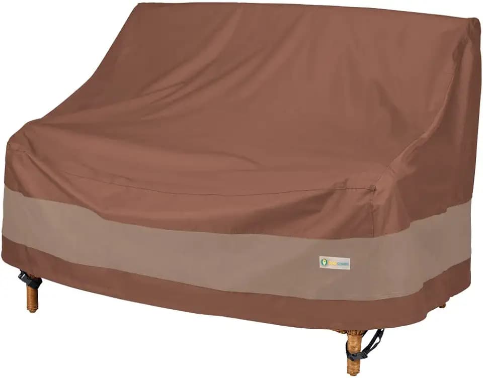 DUCKCOVERS Ultimate Patio Loveseat Couch Cover, 60"W x 35"D x 35"H, Mocha Cappuccino, Patio Furniture Covers
