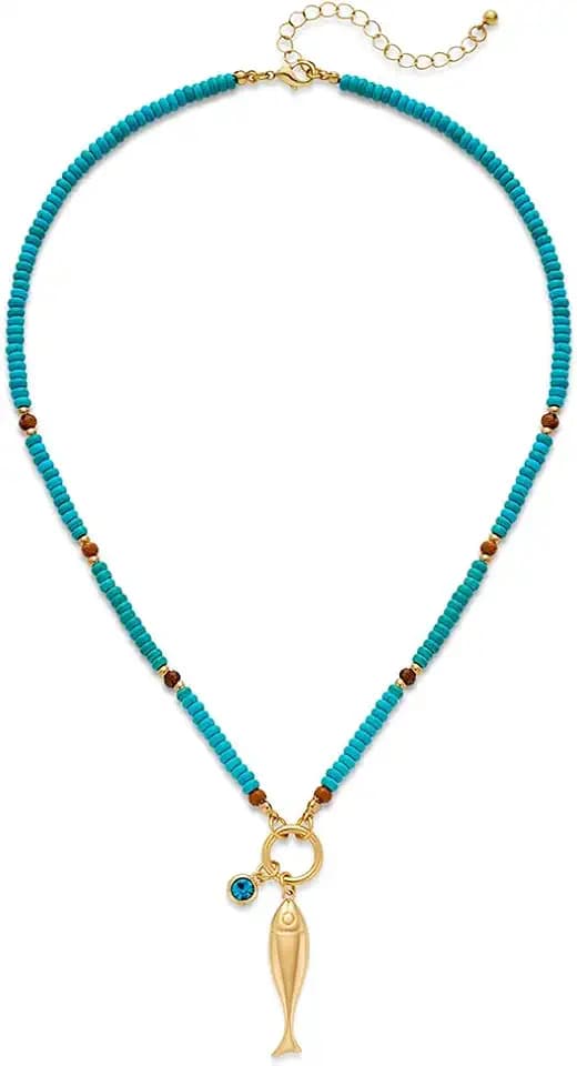 Chunky Gold Fish Pendant Necklace For Women