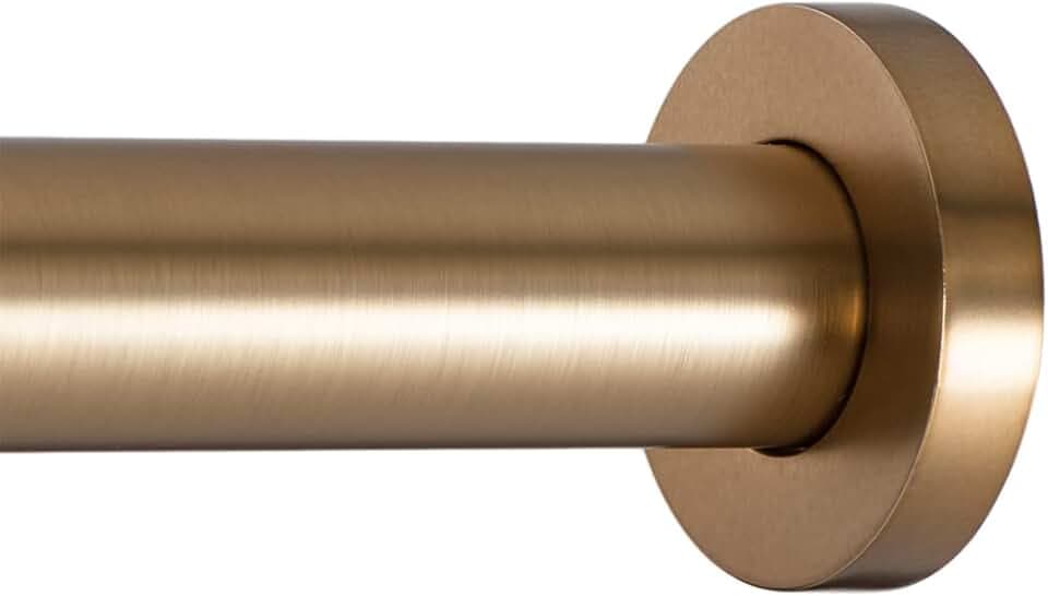 Ivilon Shower Tension Curtain Rod - Adjustable Spring Tension Rod for Shower Curtains, Bathroom, or Windows, Easy to Install, No Drilling Required, Rustproof, Adjustable 36 to 54 Inch Warm Gold