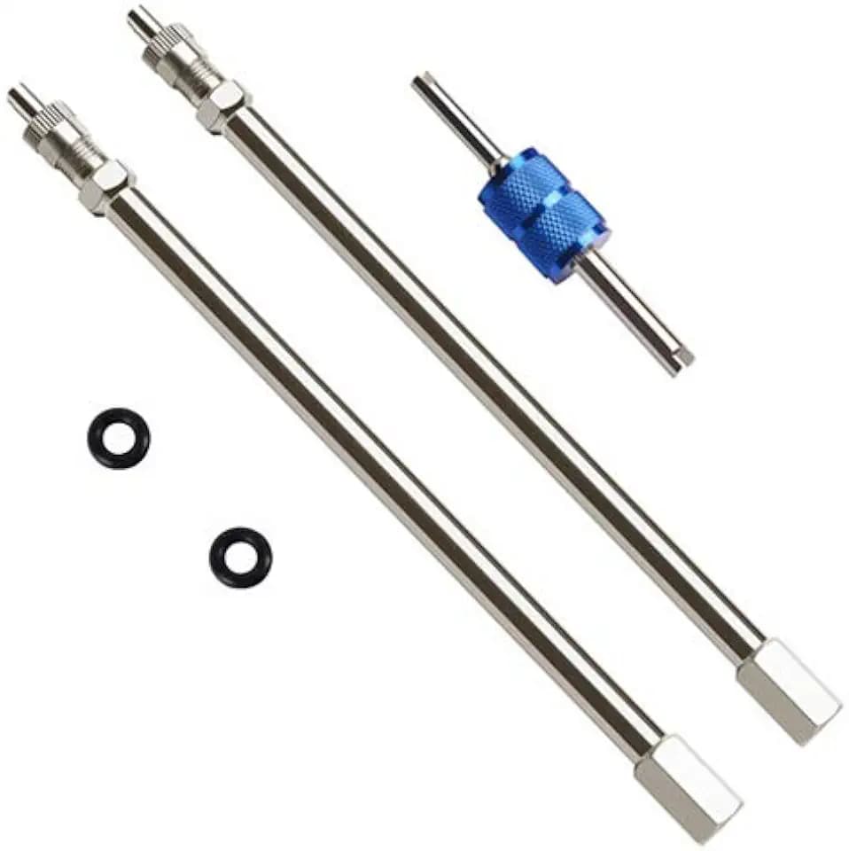 Aracey 6 Inch Dually Valve Stem Extenders,Set of 2Pcs,Heavey Duty,150mm Straight Metal Dual Wheel Valve Stem Extensions for Truck Tires, RV Tires, Motorhome, Coach, Pickup, Motorcycle, Bike, Trailer
