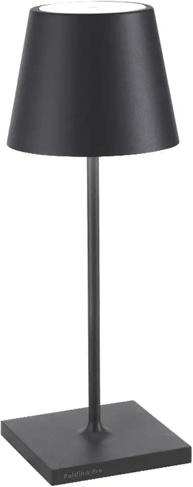 Zafferano, Poldina Pro Mini Lampe, Kabellose, Wiederaufladbare Tischlampe mit Touch Control, Auch für den Außenbereich Geeignet, Dimmer, 2200-3000 K, Höhe 30 cm, Farbe Dunkelgrau