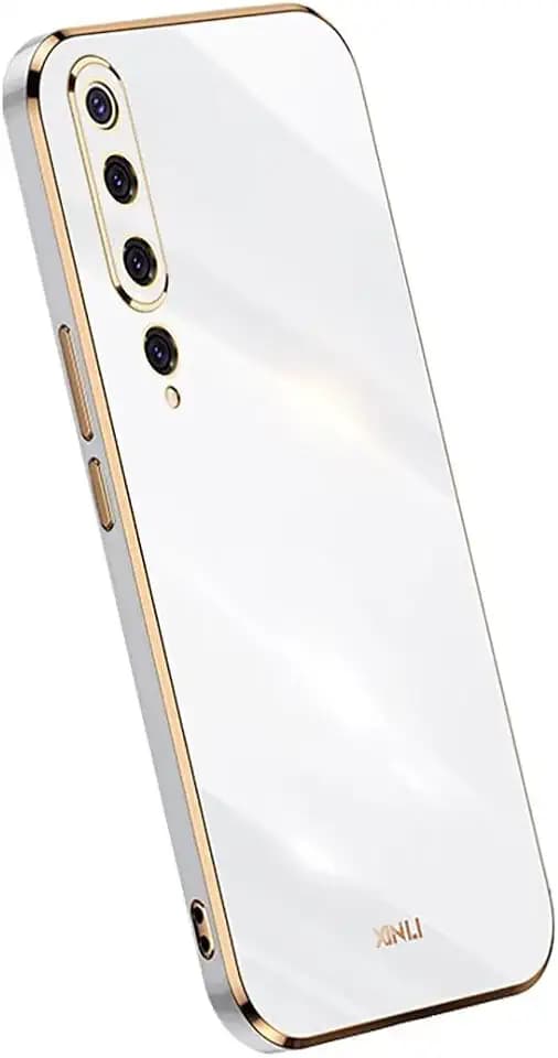 Topme Silikonhülle für Xiaomi MI 10 5G (6.67" Inches), [handyhülle im Goldrand-Stil] - Weiß