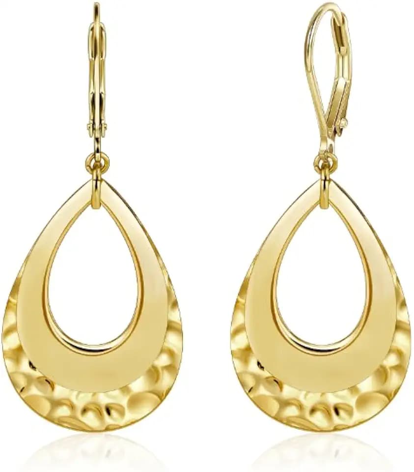 Silver Teardrop Dangle Earrings for Women Hammered Layer Drop Dangle Earrings Jewelry Hypoallergenic Boho Teardrop Leverback Dangle Earings for Jewelry Gifts