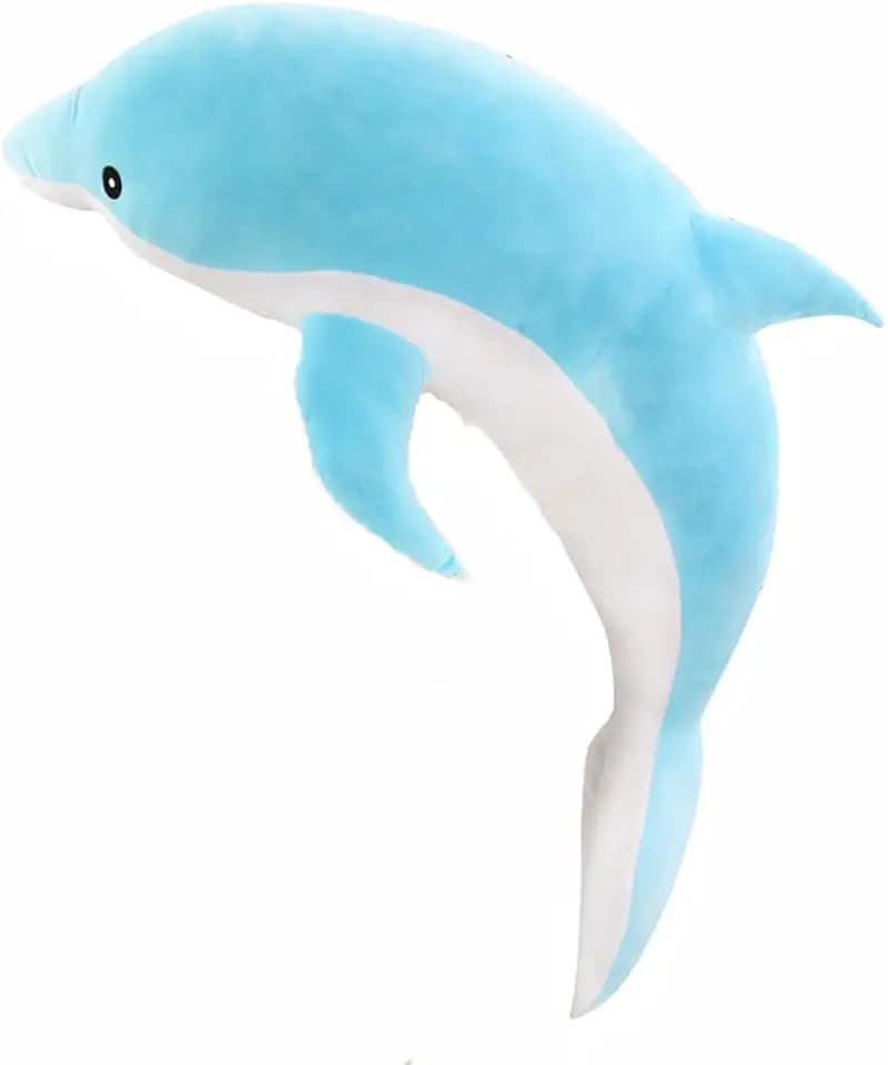 XIYUAN Dolphin Plush Pillow 27.5" Blue Dolphin Stuffed Throw Pillow Super Soft Sea Animal Plush Toys Dolls for Boys Girls Sleeping Cushion Gift