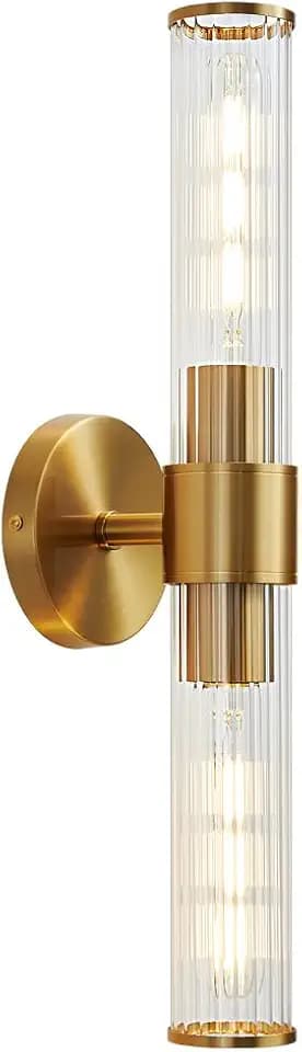 Hardwired Gold Bathroom Vanity Light Threaded Glass Wall Sconce