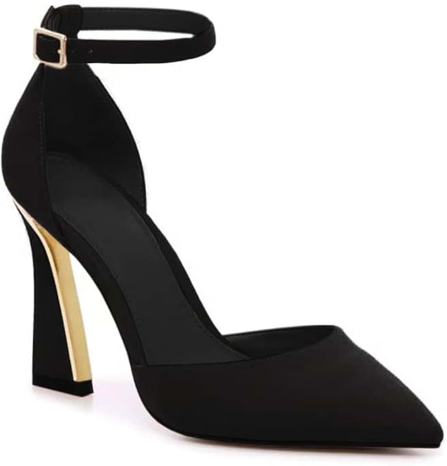 Womens Pumps Point Closed Toe High Heels Ankle Strap Heeled Sandals
